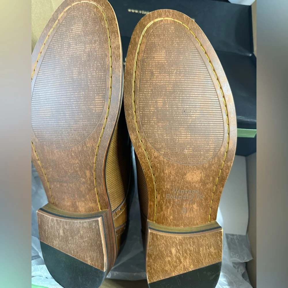 Vintage foundry Men's Double Monk Leather Dress Shoes - Tan Brown